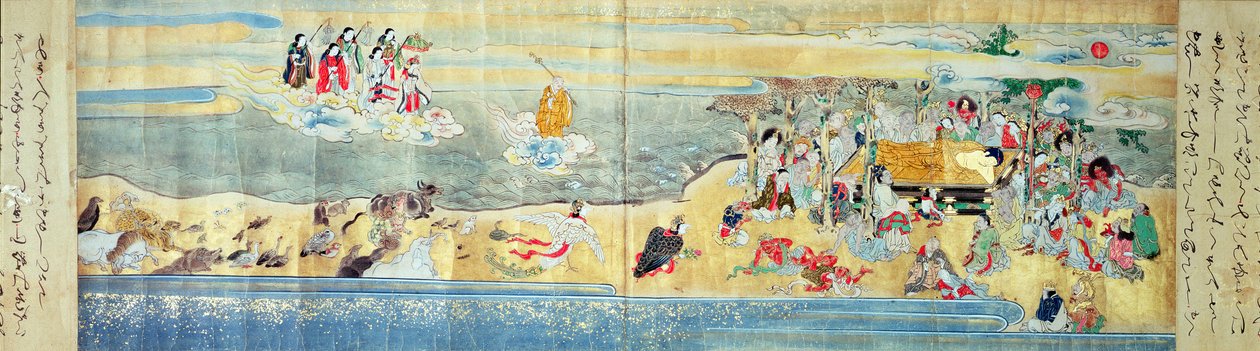 Buddhas død (malet rulle) af Japanese School