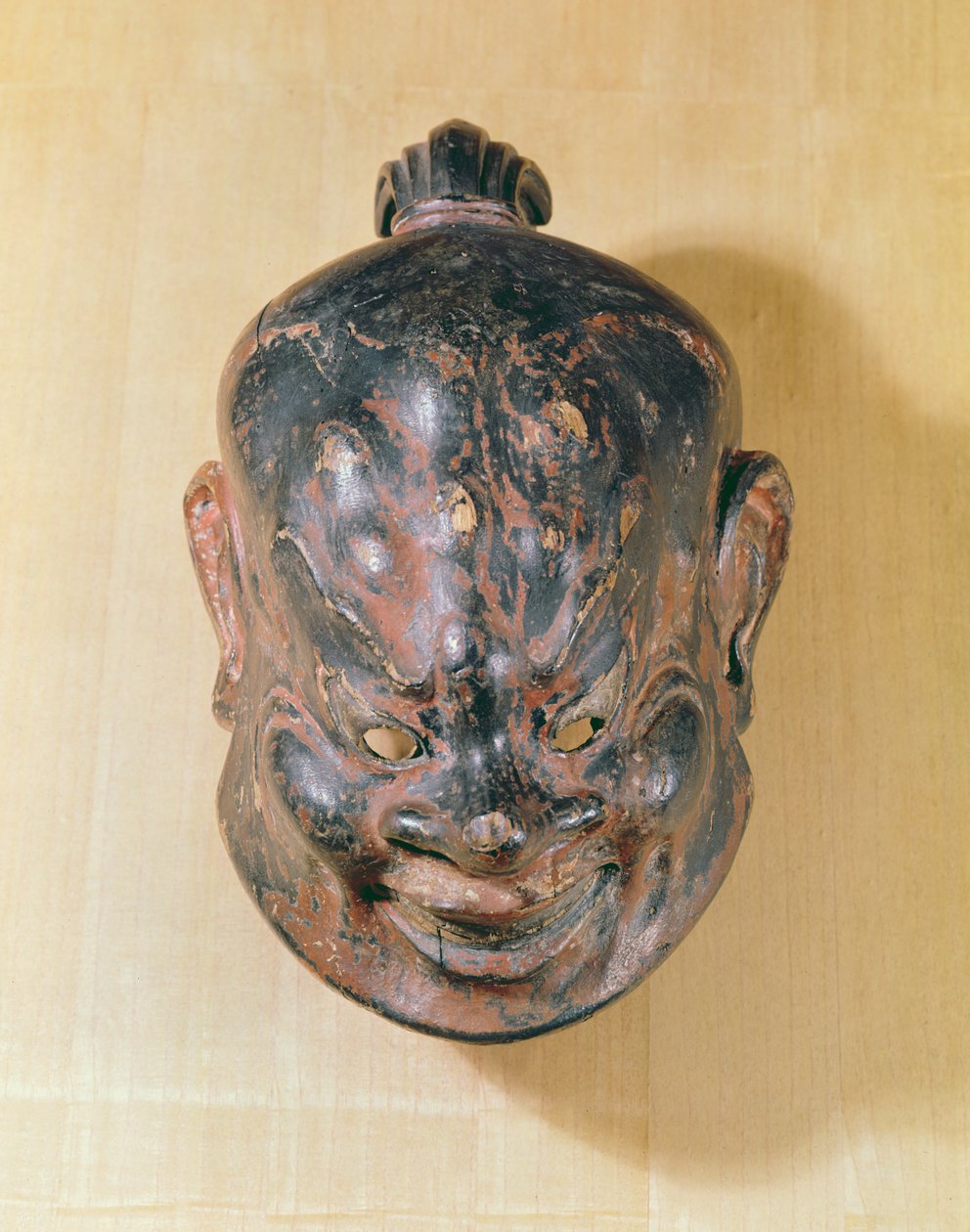 Gigaku maske, Nara Periode (645-794) (polykromt træ) af Japanese School