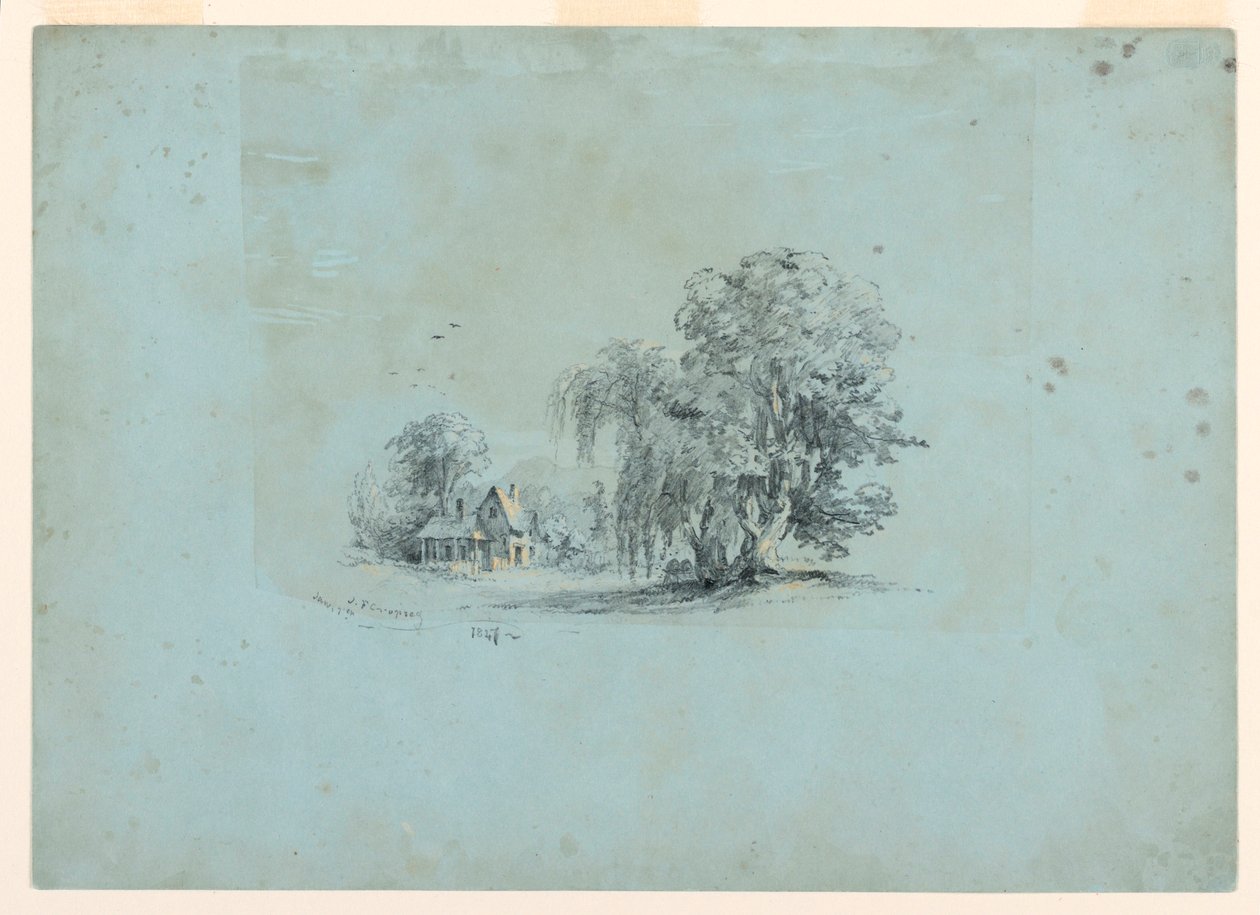 Tegning, landskabsscene, 1847 af Jasper Francis Cropsey