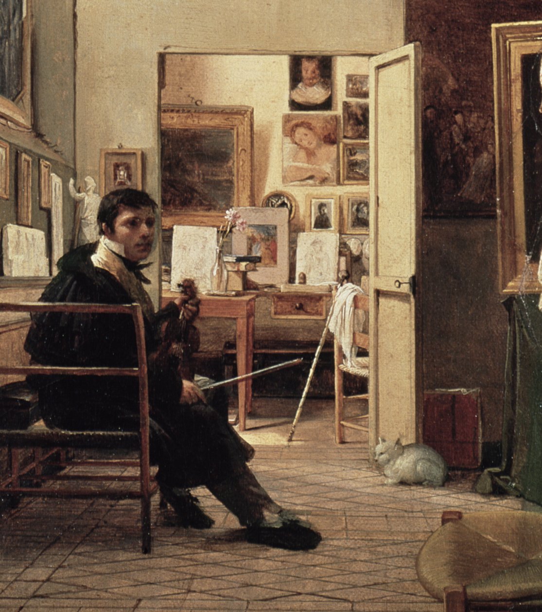 The Studio of Ingres i Rom, 1818 (detalje af 182576) af Jean Alaux
