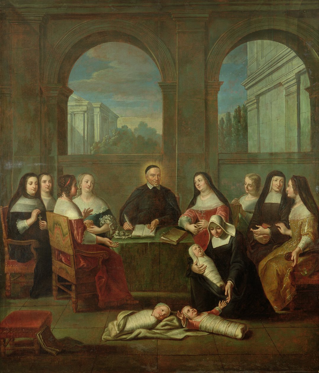 St. Vincent de Paul and the Sisters of Charity, c.1729 af Jean Andre