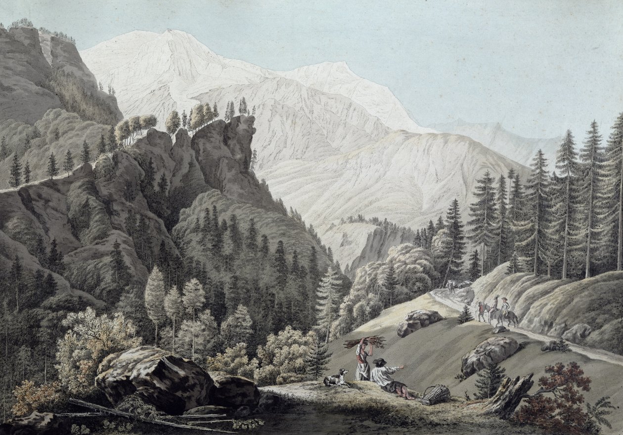 Udsigt over Chamonix-dalen, 1789 af Jean Antoine Linck