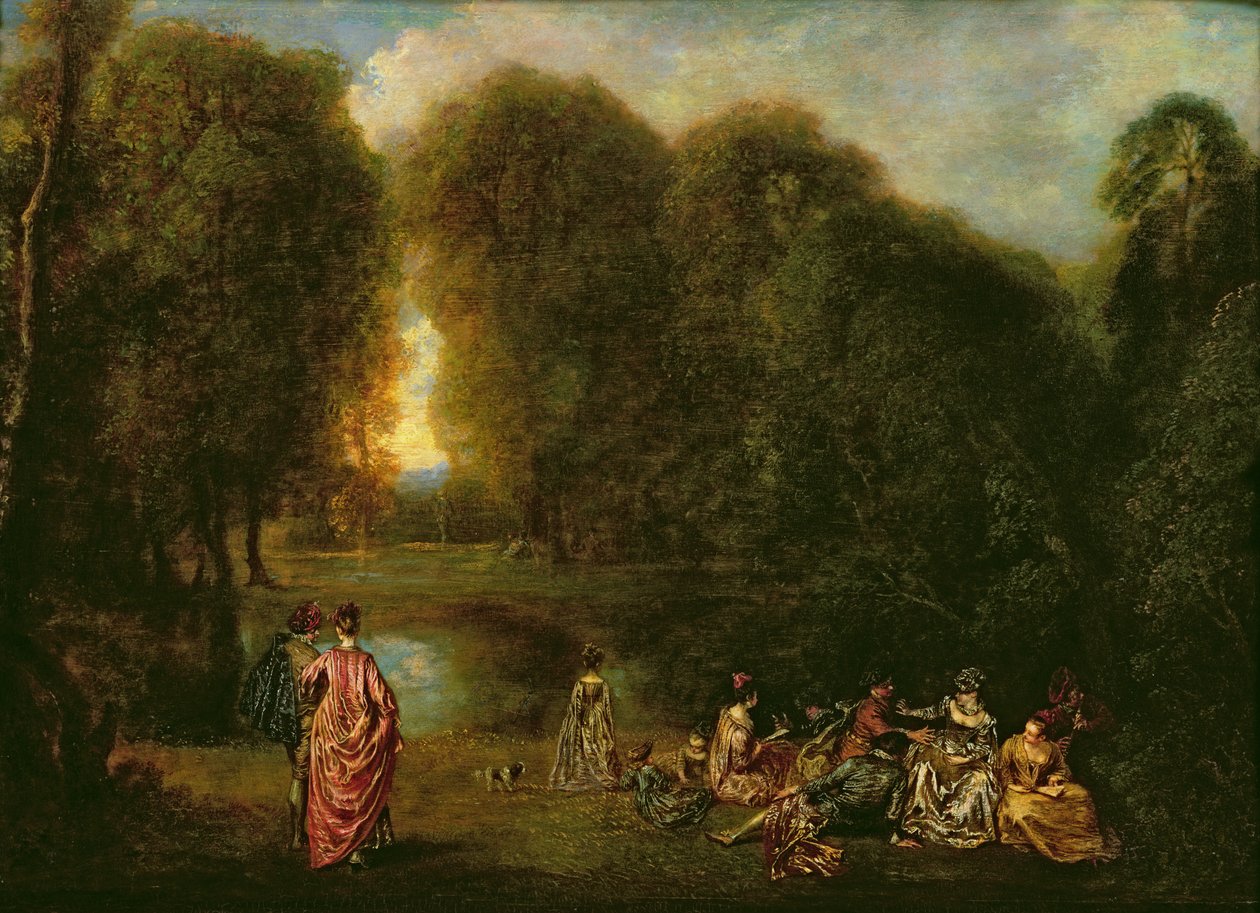 Et møde i en park af Jean Antoine Watteau