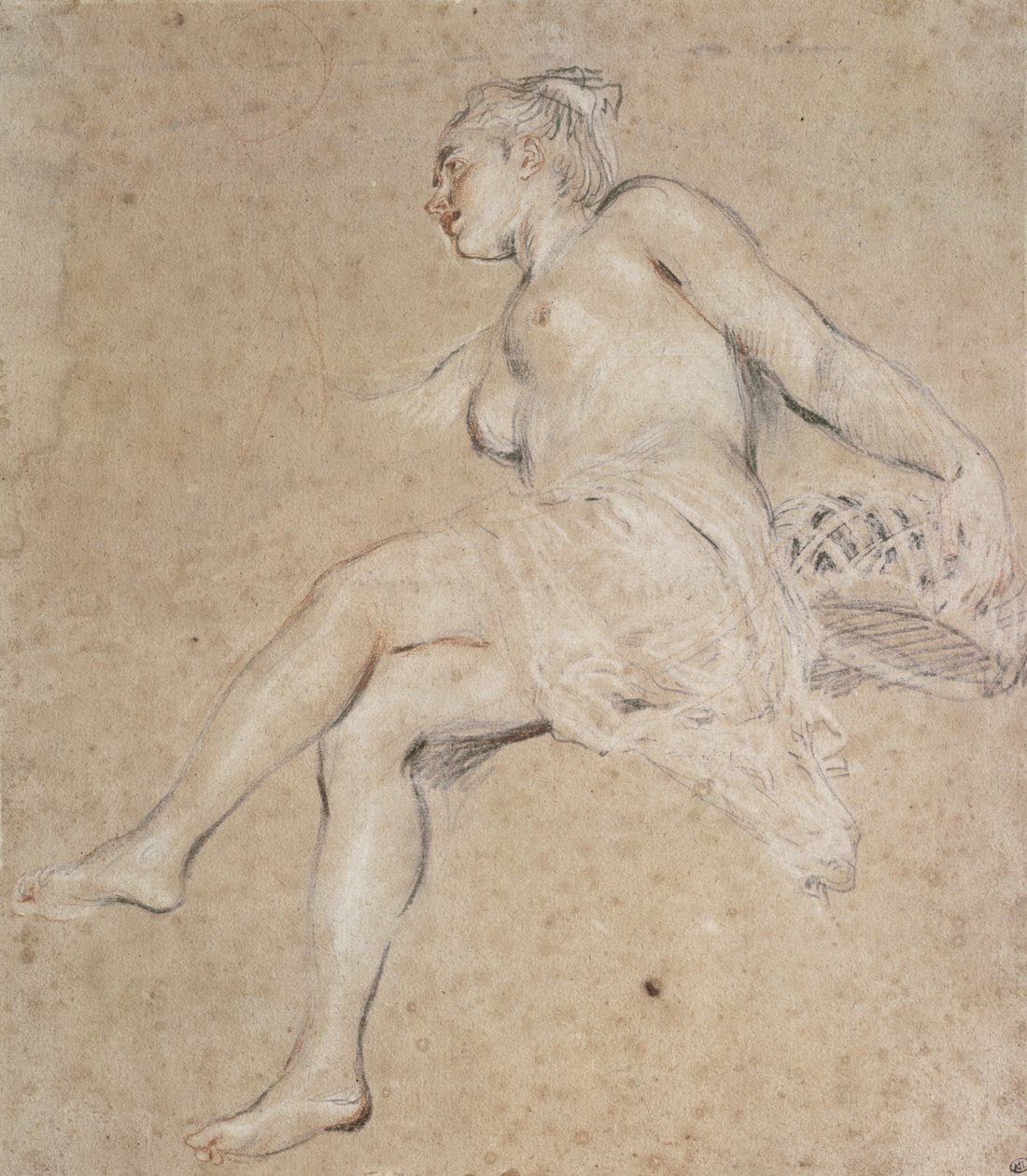 Flora, ca. 1716 (kridt på papir) af Jean Antoine Watteau