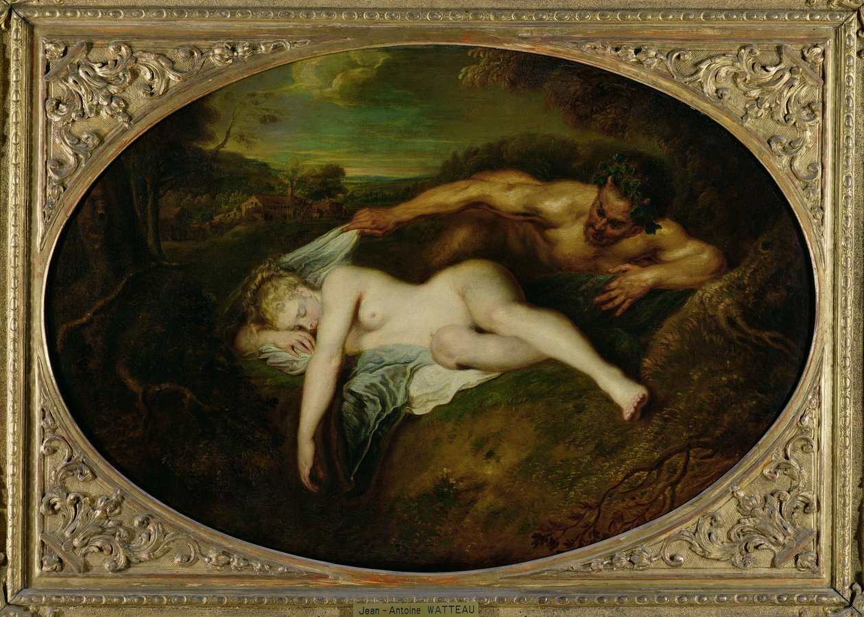 Nymfe og Satyr, eller Jupiter og Antiope, 1715 af Jean Antoine Watteau