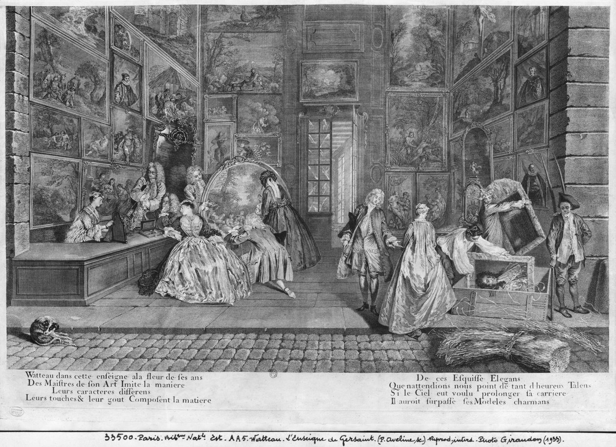 Gersaints butiksskilt, indgraveret af Pierre Aveline (ca. 1656-1722) ca. 1720 af Jean Antoine Watteau