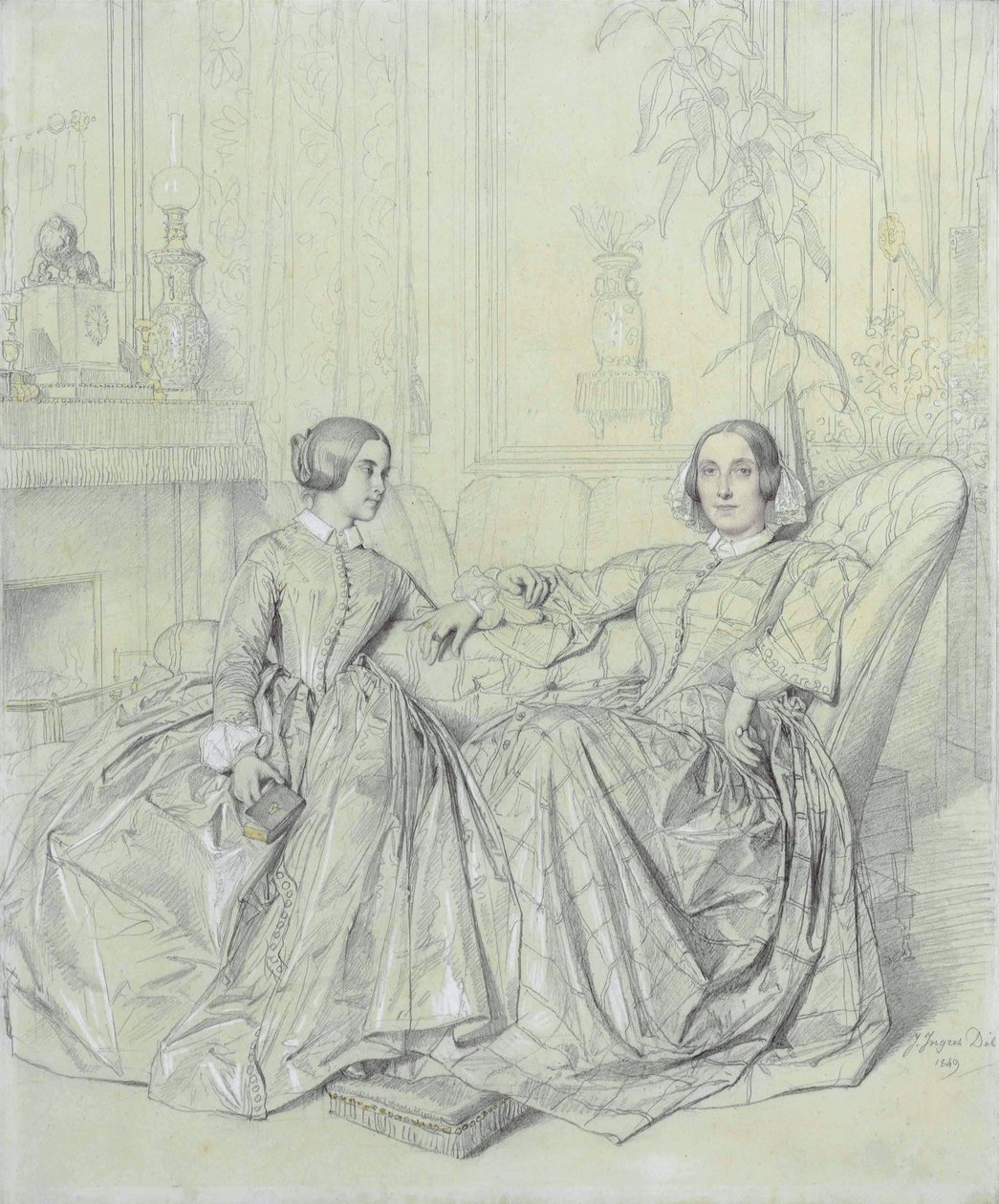 Comtesse Charles dAgoult, f. Marie dAgoult og hendes datter Claire dAgoult af Jean Auguste Dominique Ingres