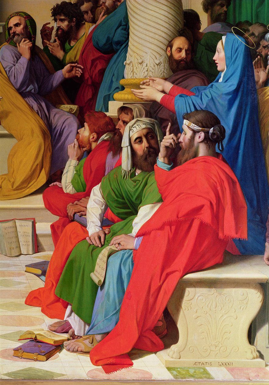 Jesus Among the Doctors, detaljer om lægerne og Jomfru Maria, 1862 af Jean Auguste Dominique Ingres