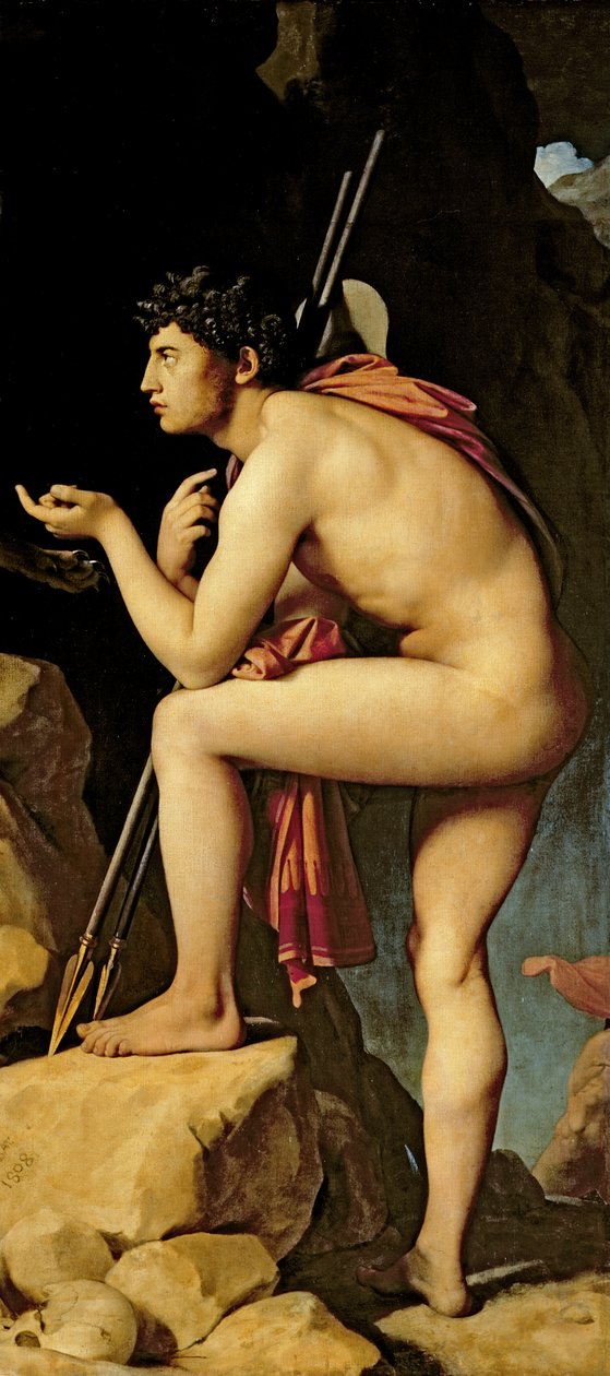 Ødipus og sfinxen, 1808 (detalje af 267669) af Jean Auguste Dominique Ingres