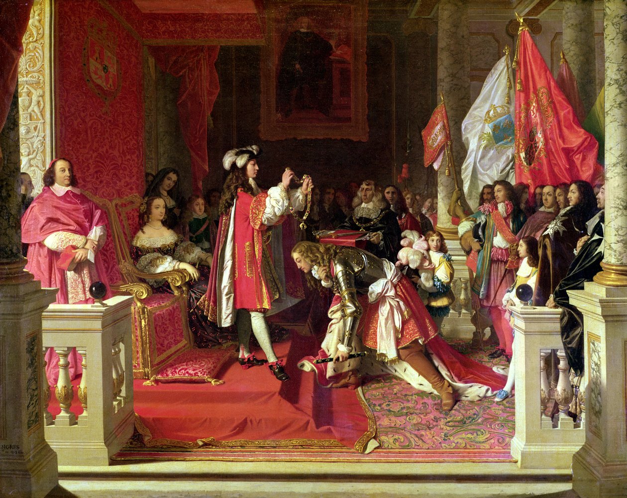 Philip V af Spanien gør marskal James Fitzjames, hertug af Berwick, til kavaler af det gyldne skind efter slaget ved Almansa, 1818 af Jean Auguste Dominique Ingres