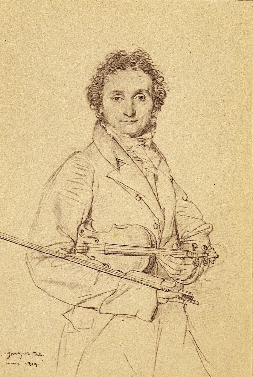Portræt af violinisten Paganini af Jean Auguste Dominique Ingres