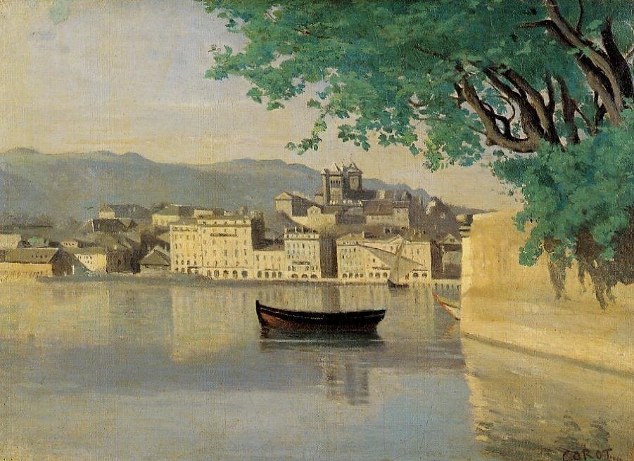 Udsigt over en del af byen af Jean Baptiste Camille Corot