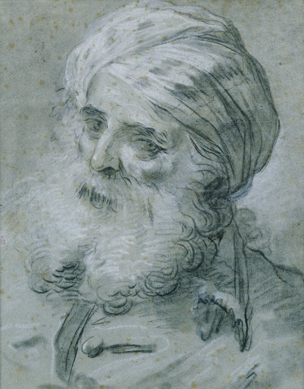Portræt af en gammel mand (kridt på papir) af Jean Baptiste Le Prince