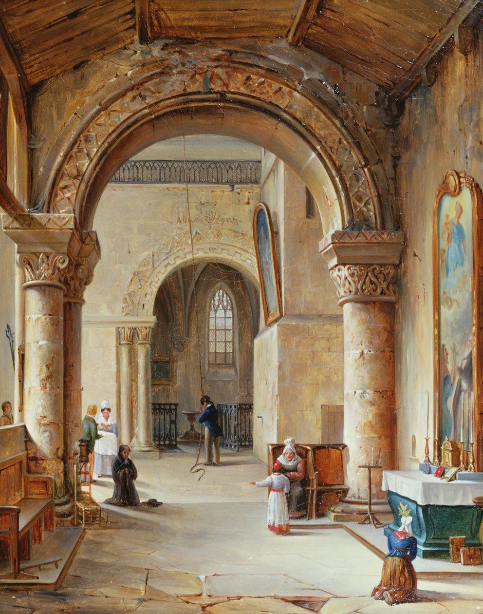 Interiør af en kirke i Normandiet, 1832 af Jean Baptiste Messager