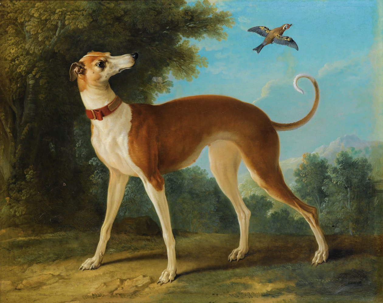 Greyhound i et landskab af Jean Baptiste Oudry