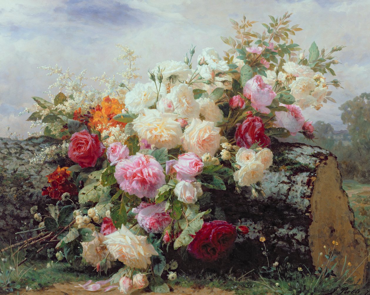 Stilleben med blomster af Jean Baptiste Robie