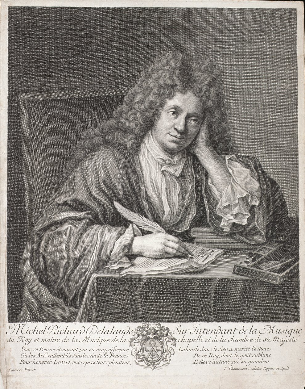 Michel Richard Delalande (1657-1726) graveret af Simon Thomassin (1655-1733) af Jean Baptiste Santerre