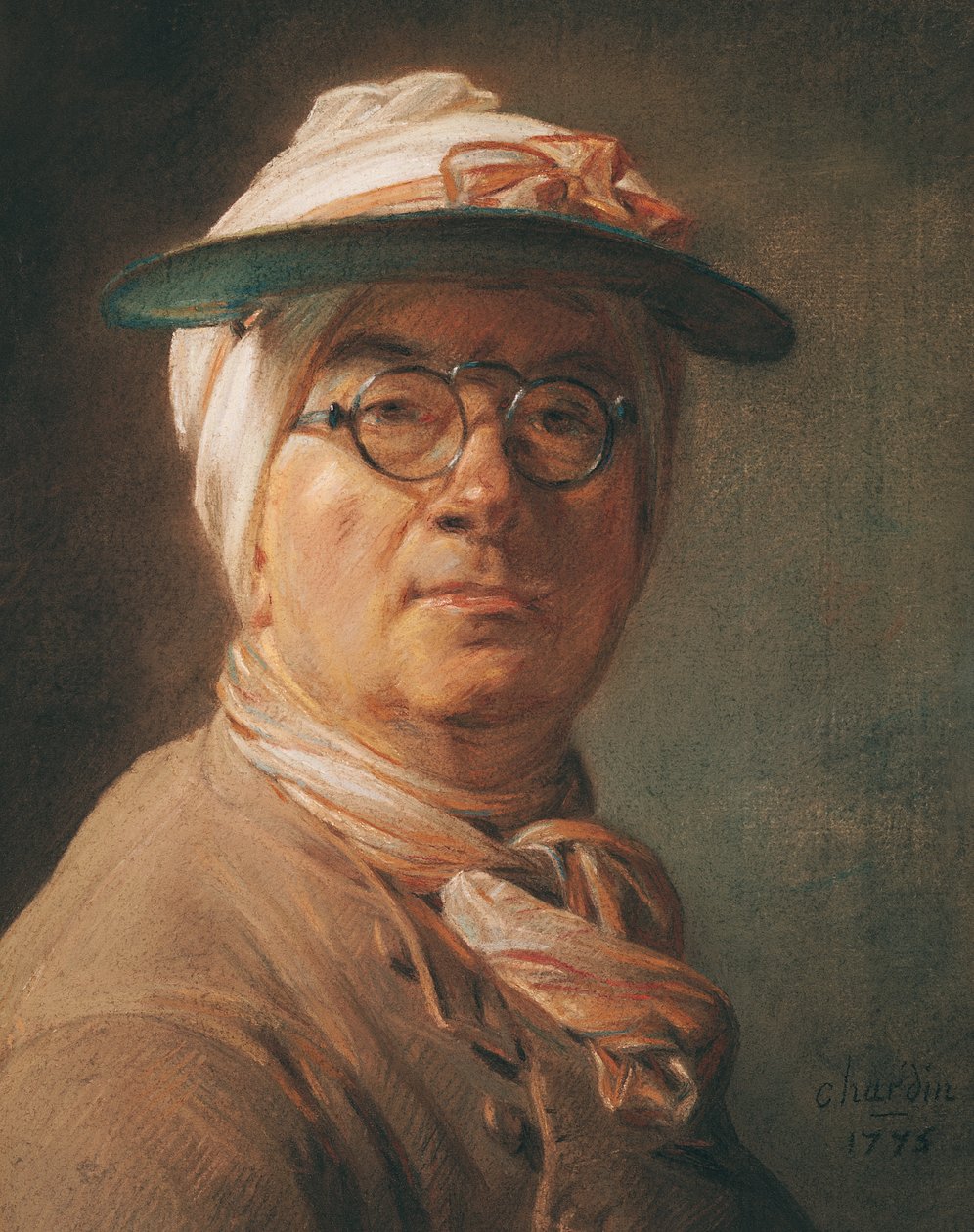 Selvportræt, 1775 (pastel på papir) af Jean Baptiste Simeon Chardin