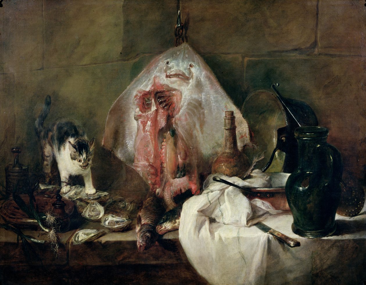 The Ray or, The Kitchen Interiør, 1728 af Jean Baptiste Simeon Chardin