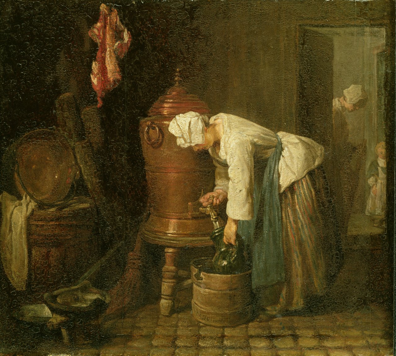 Kvinde trækker vand fra en urne, 1733 af Jean Baptiste Simeon Chardin