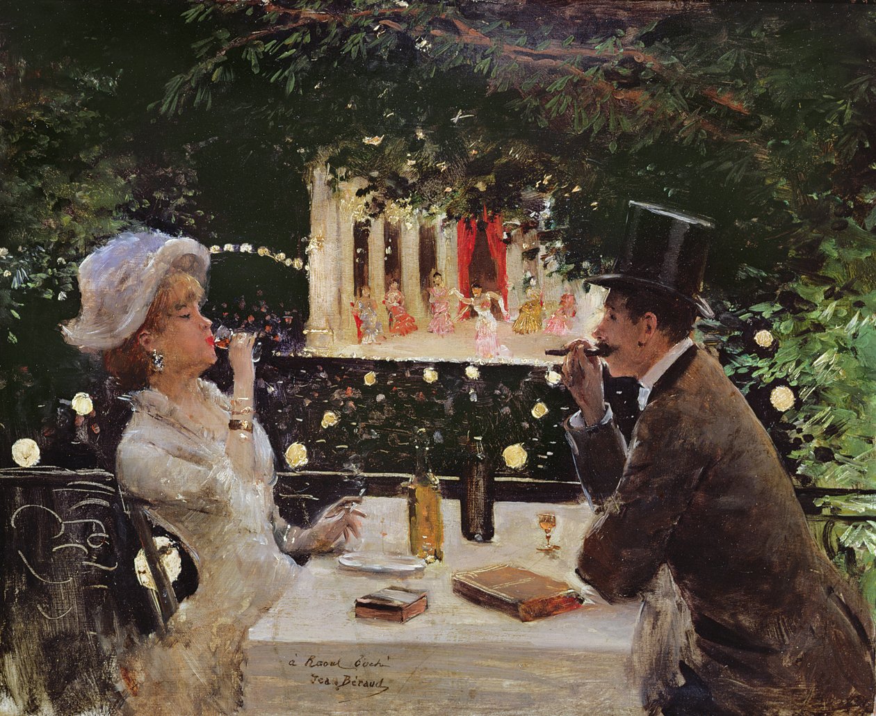 Middag på Les Ambassadeurs, ca. 1882 af Jean Beraud
