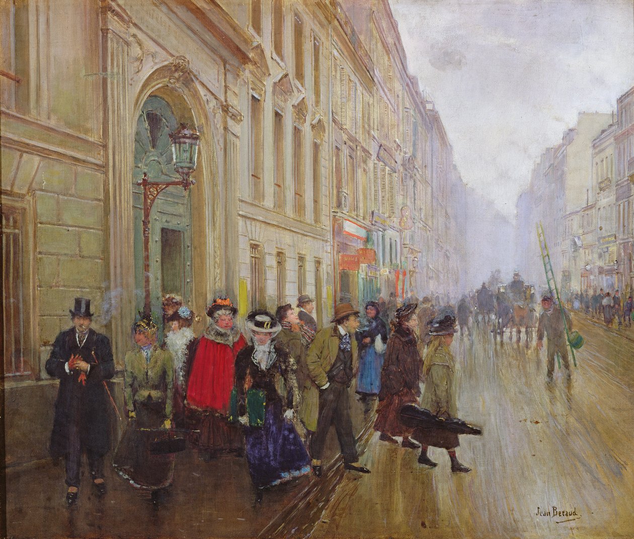 Forlader konservatoriet, 1899 af Jean Beraud