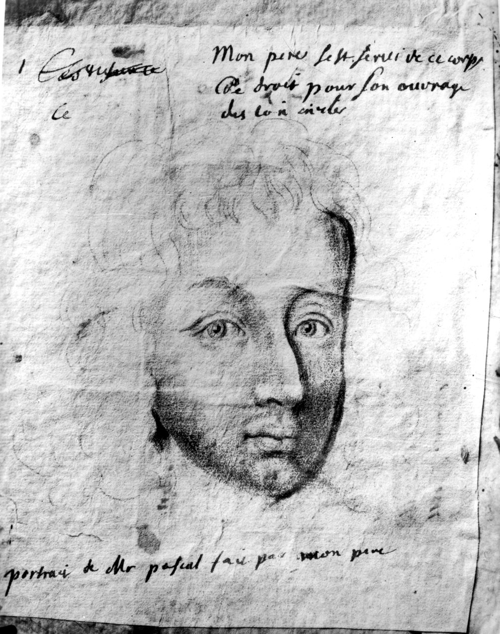 Portræt af Blaise Pascal (1623-62) af hans ven (kul på papir) af Jean Donnat