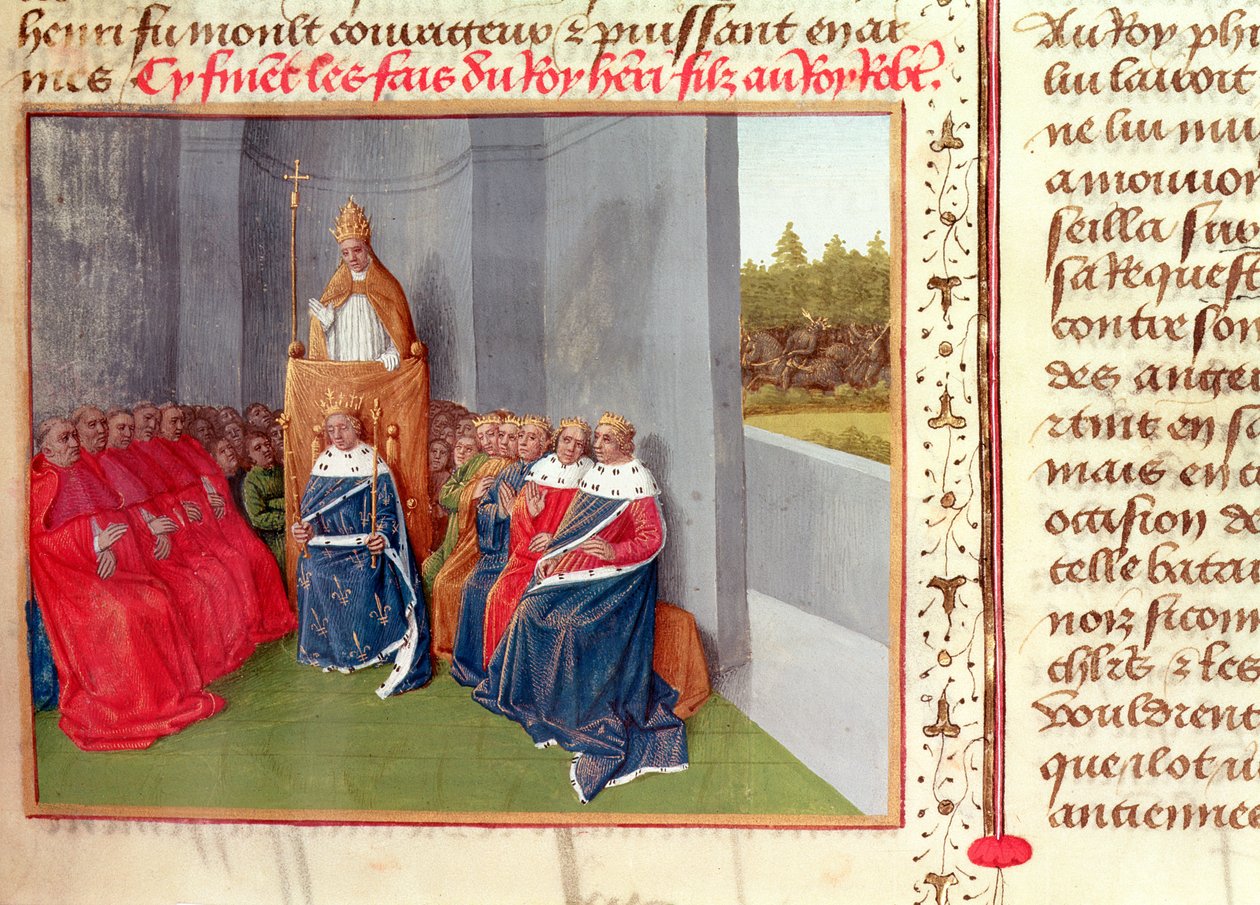 Fr 6465 Fol.174 Urban II (c.1035-99) Prædiker korstoget i Clermont i nærværelse af kong Philippe I (1053-1108) af Frankrig i 1095, fra 