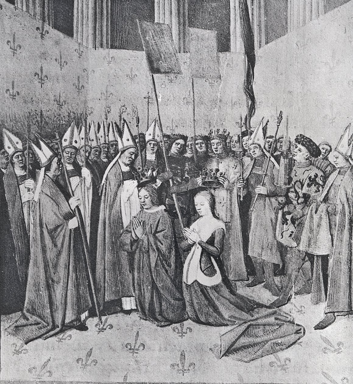 Fru fr. 6465 Kroningen af ​​Ludvig VIII (1187-1226) og Blanche de Castille (1188-1252), fra 