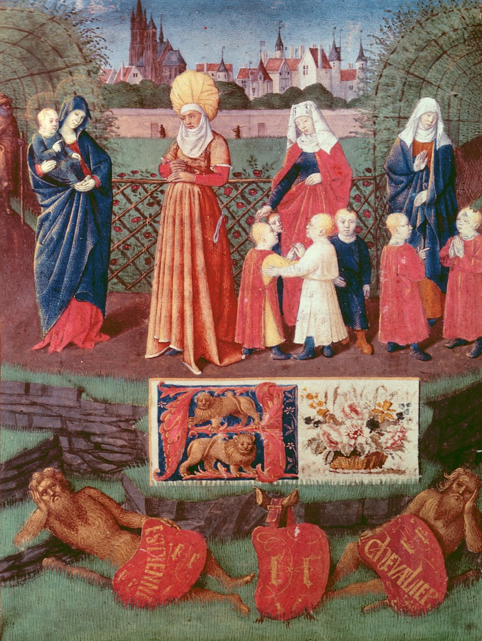 Nouv Acq Lat 1416 f.121r St. Anne med tre gifte kvinder, fra 