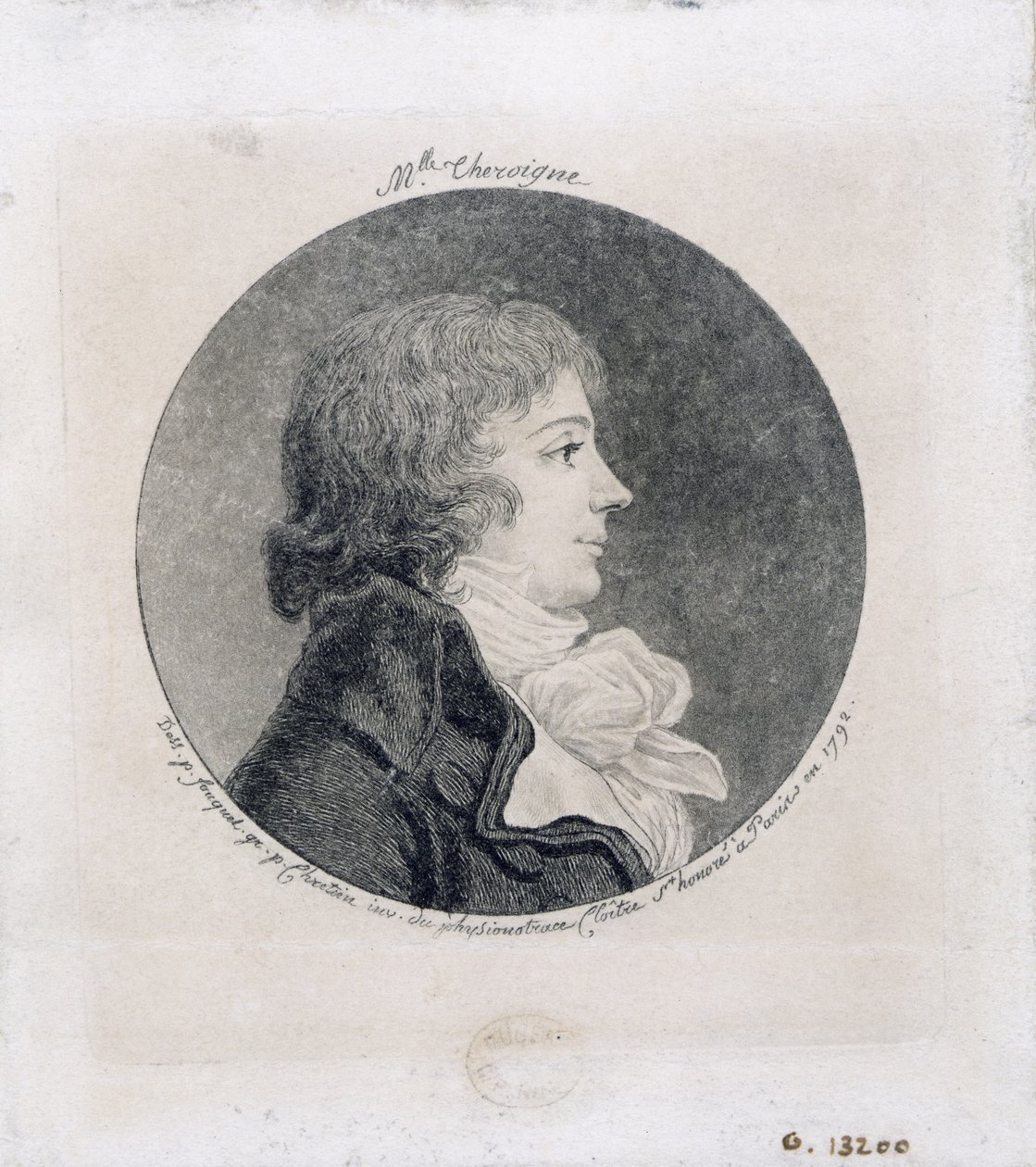 Portræt af Anne-Josephe Trewagne (1762-1817), kendt som "Theroigne de Mericourt", graveret af Gilles-Louis Kretien (1754-1811) af Jean Fouquet