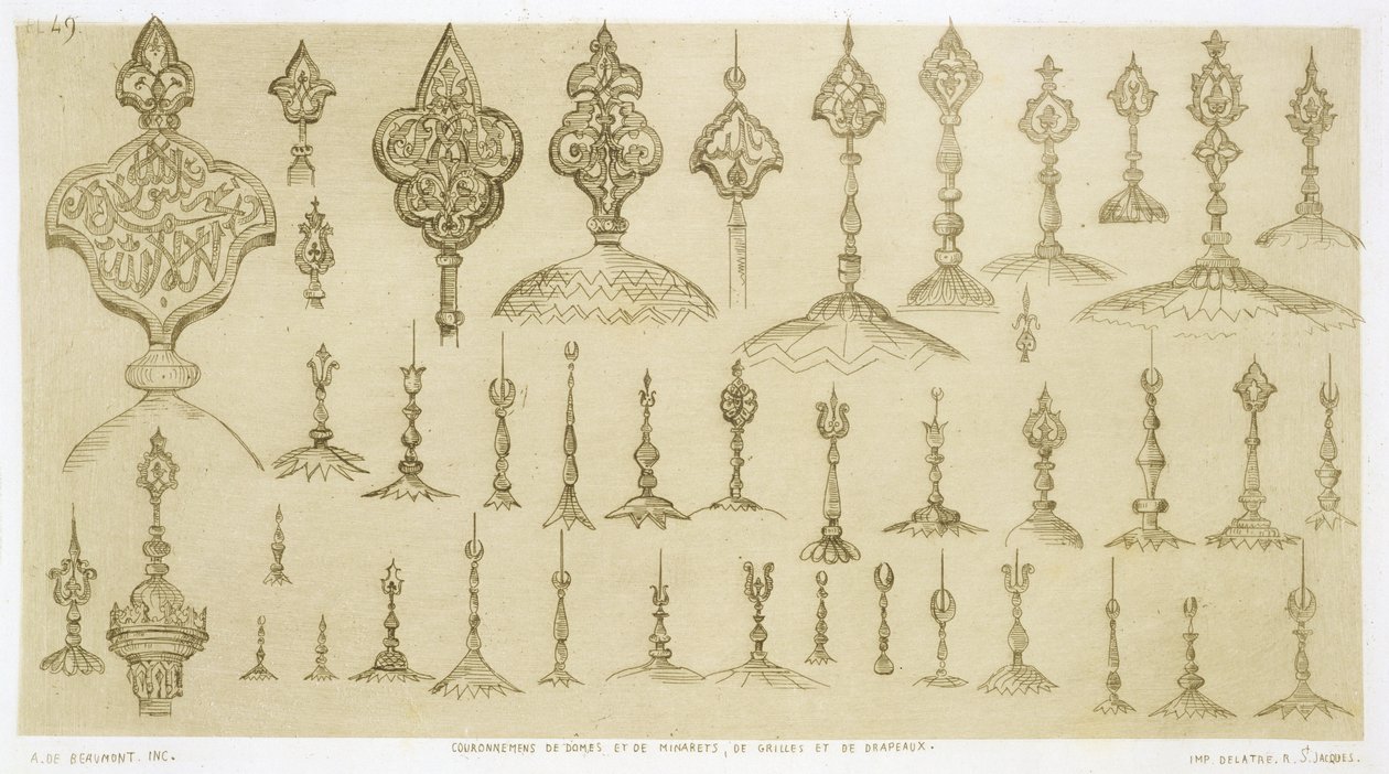 Ornamentelle knopper formet som kupler og minareter, fra 