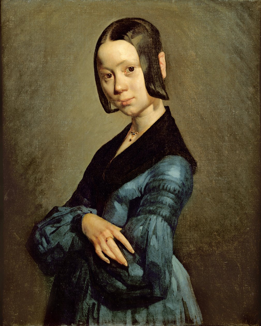 Pauline Ono (1821-44) i blåt, 1841-42 af Jean Francois Millet