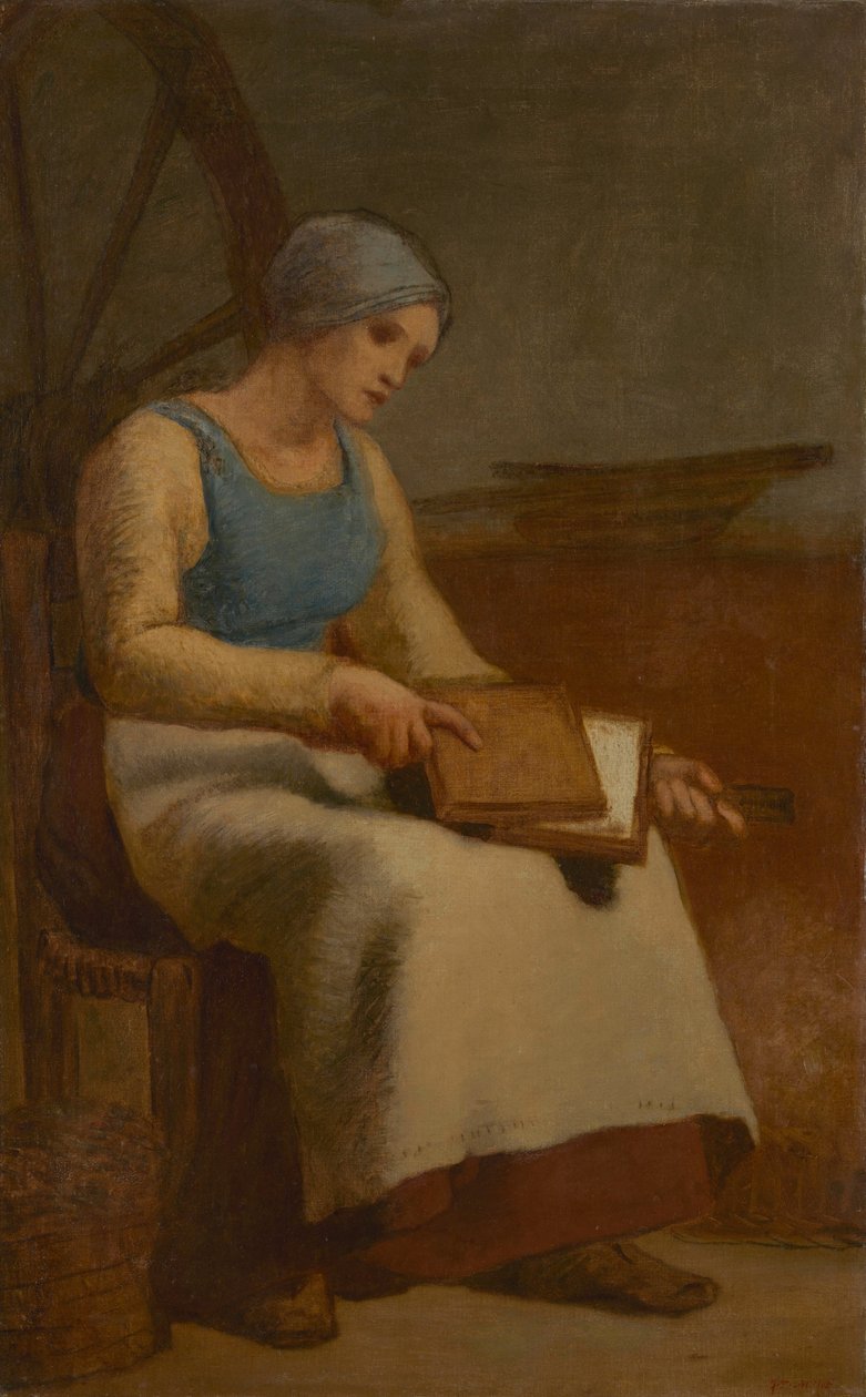 Kvinde Carding Uld af Jean Francois Millet