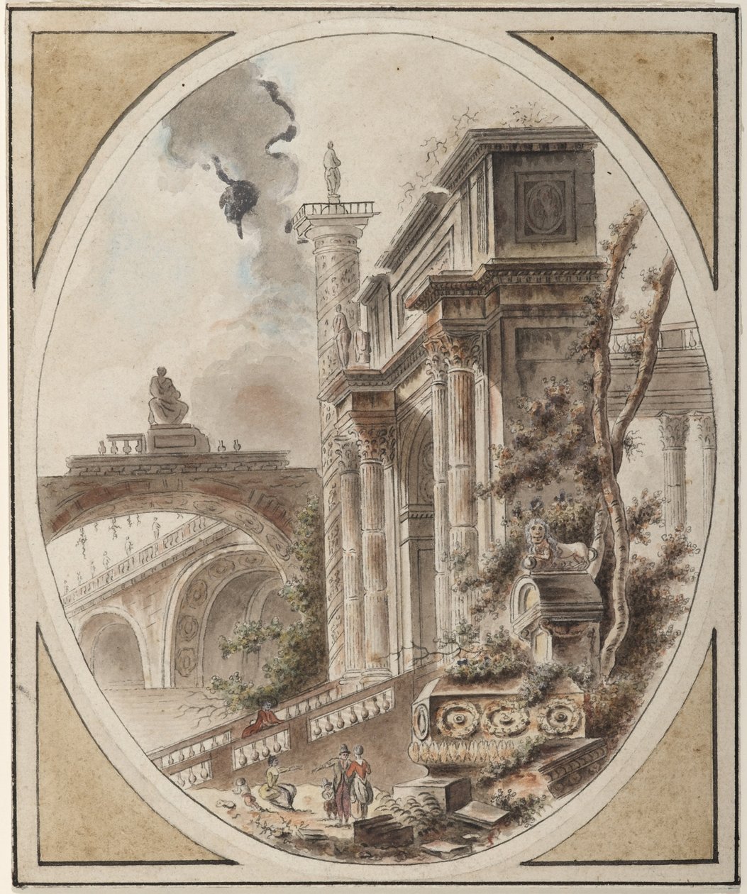 Fantasi om en arkitektonisk ruin af Jean Henry Alexandre Pernet
