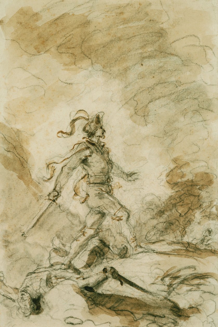 Odorico dræber Corebo og begiver sig ud i jagten på Isabella af Jean Honore Fragonard