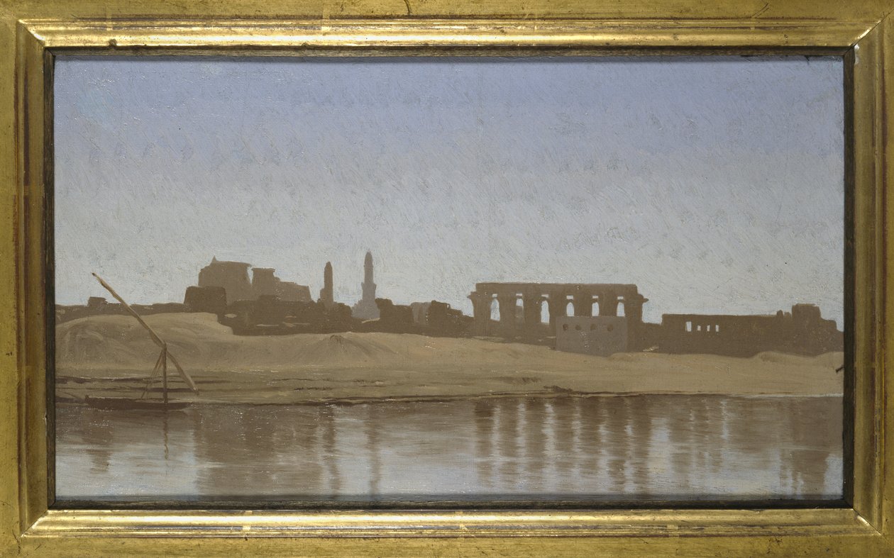 Udsigt over Nilen ved Luxor, 1857 (olie på lærred lagt om bord) af Jean Leon Gerome