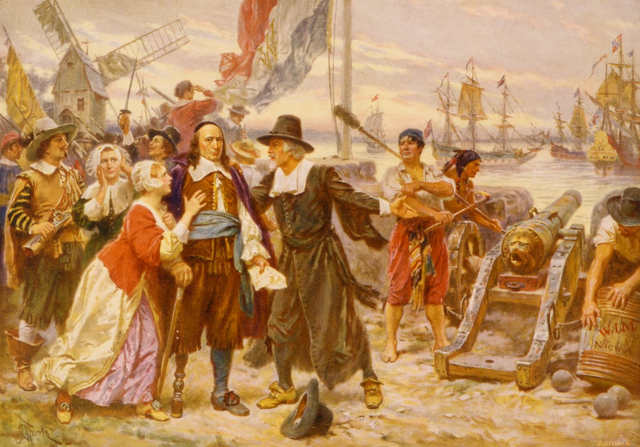 The Fall of New Amsterdam, 1932 (tryk) af Jean Leon Gerome Ferris