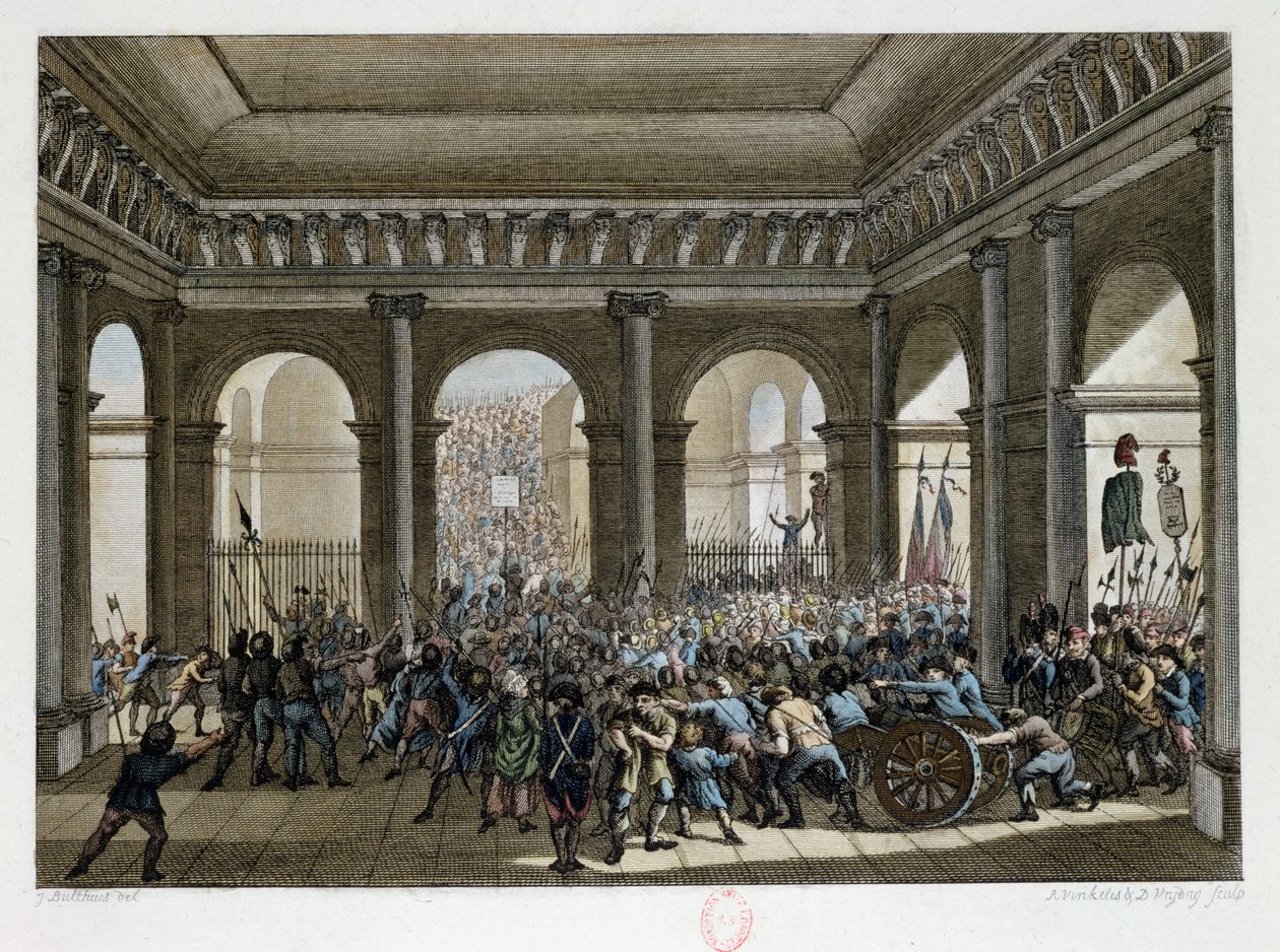 Parisernes folk invaderer Tuilerierne (20. juni 1792), 1792 af Jean Louis the Younger Prieur