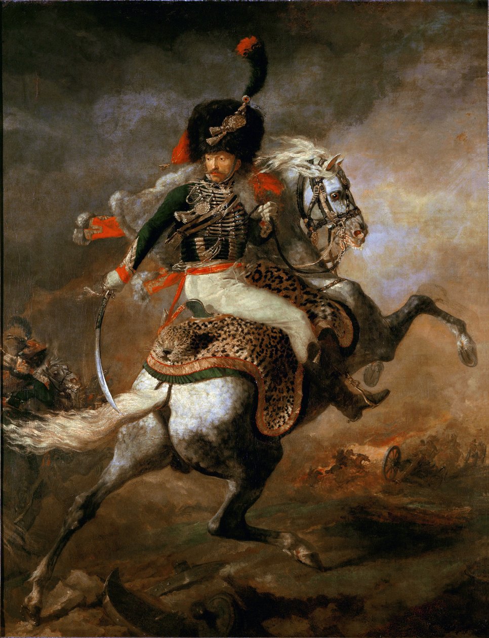 En officer fra den kejserlige hestevagt angriber af Theodore Gericault