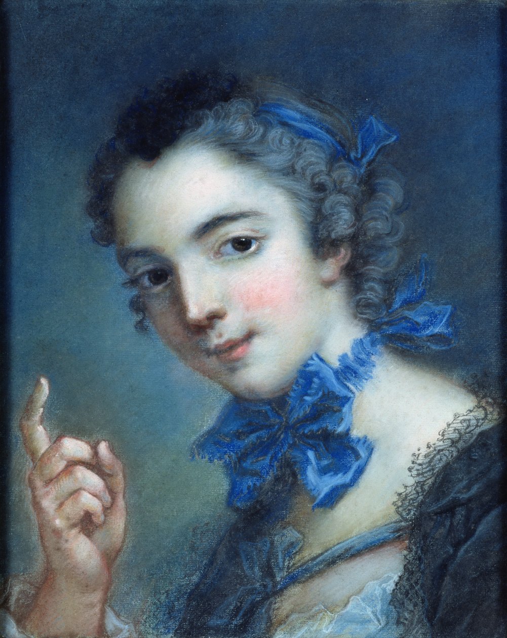 Portræt af en ung pige, ca. 1750 (pastel på papir) af Jean Marc Nattier