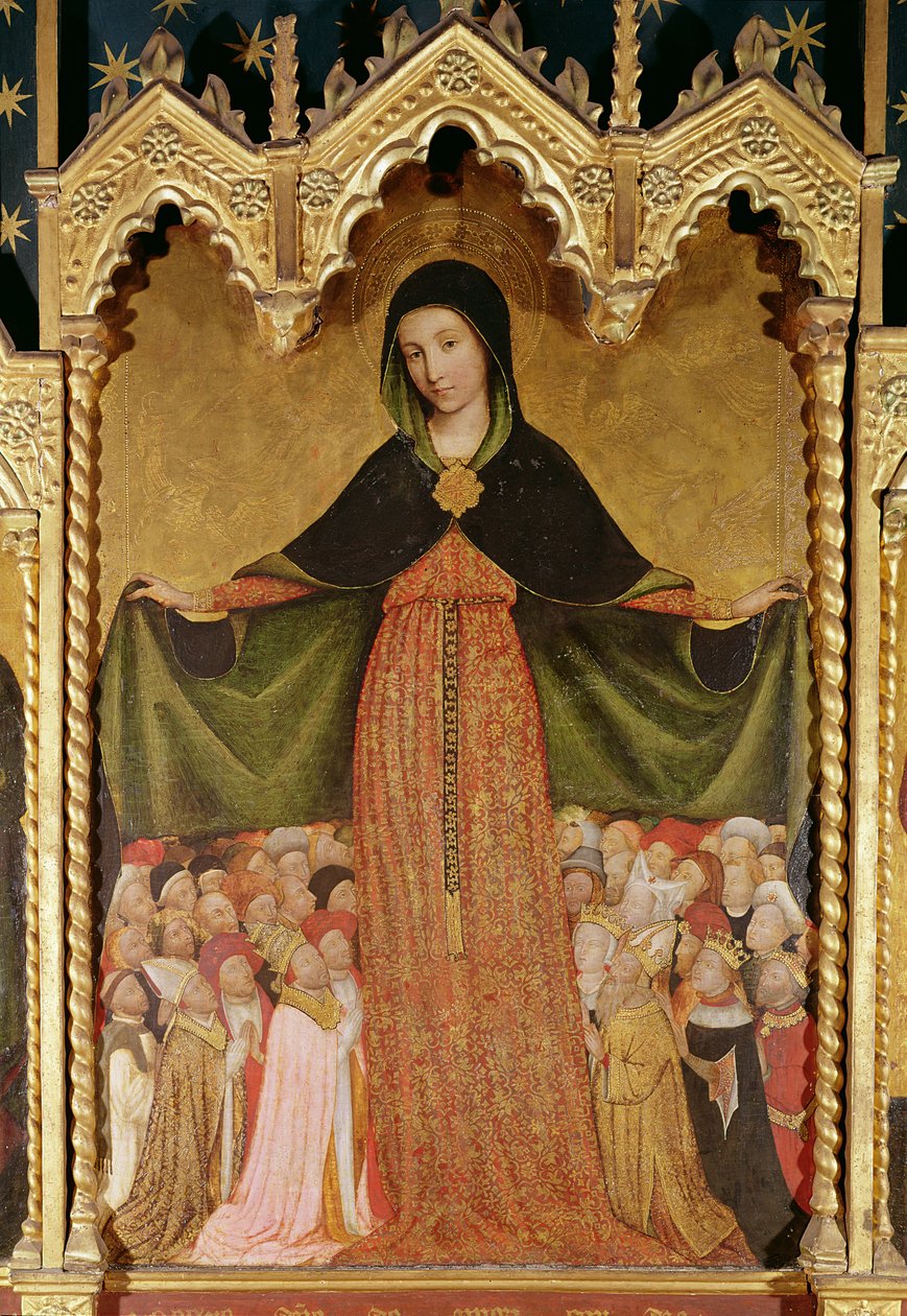 Virgin of Mercy, detalje af det centrale panel, ca. 1429 (tempera på panelet) af Jean Mirailhet