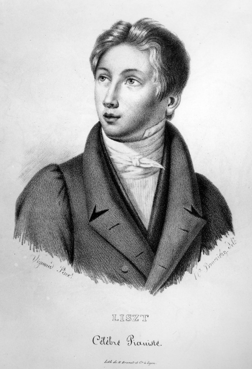 Portræt af Franz Liszt (1811-86) som dreng, indgraveret af Numa Boucoiran (1805-69) af Jean Vignaud