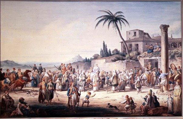 Et ægteskab i Athen, ca. 1776 af Jean Baptiste Hilair