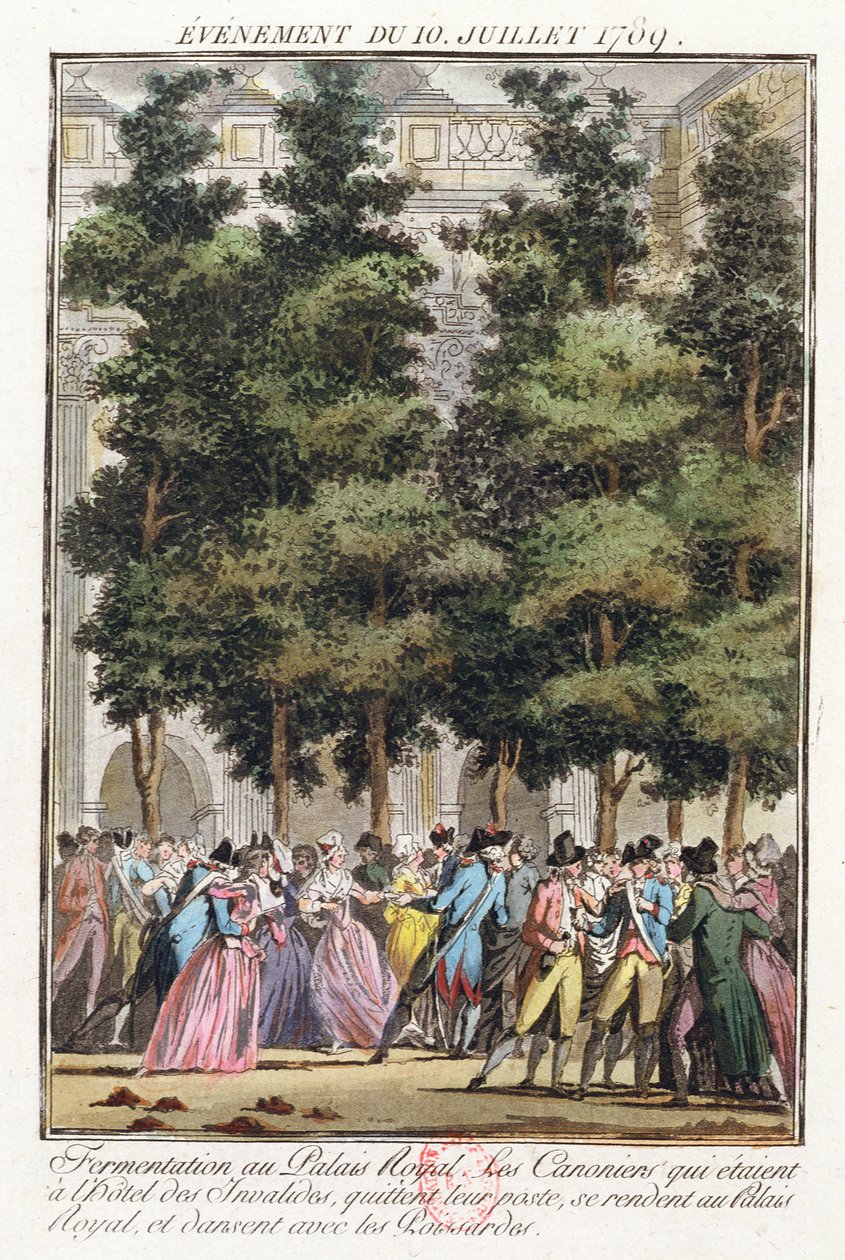 Gæring i Palais-Royal den 10. juli 1789 af Jean Francois Janinet