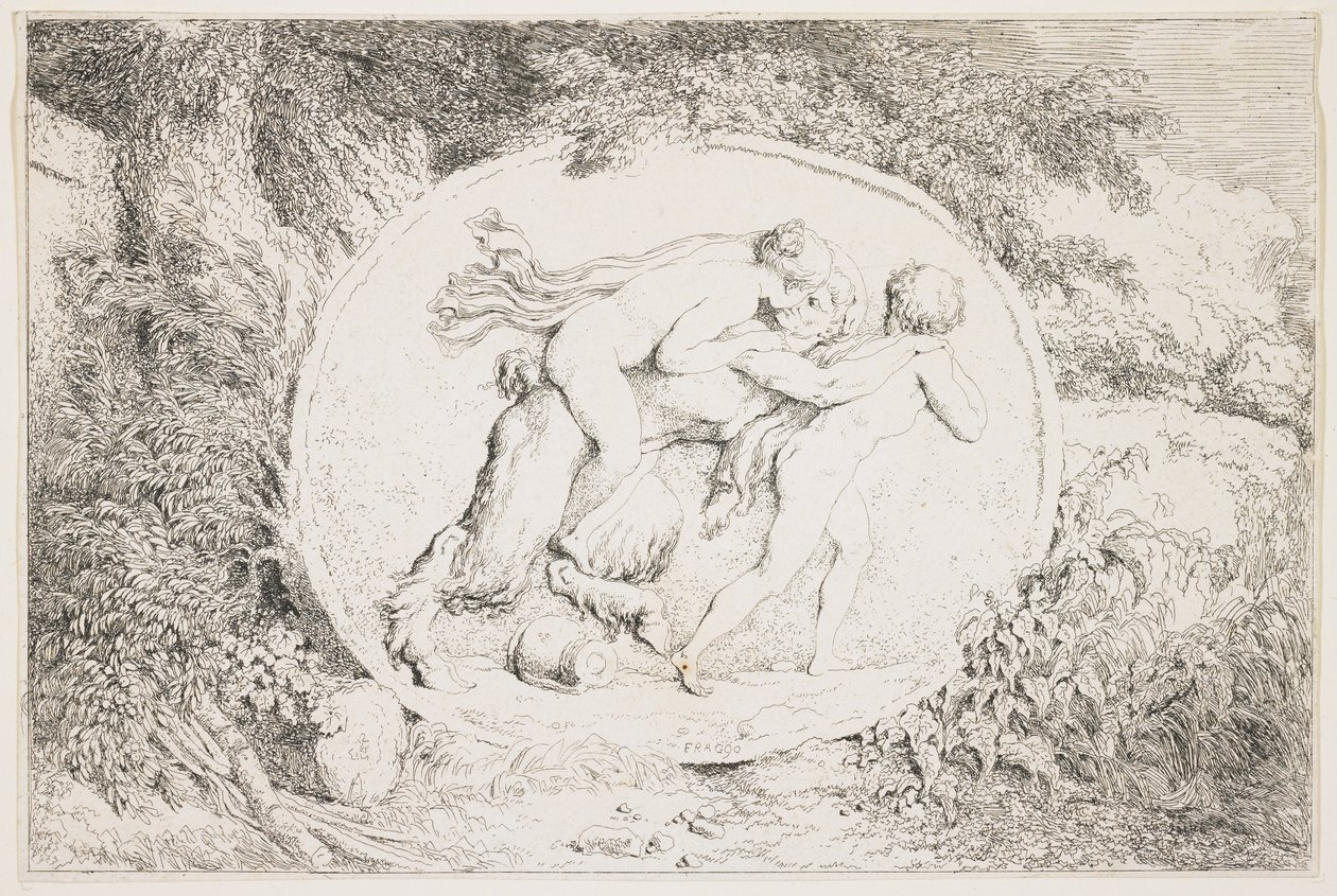Nymfe Astride a Satyr, 1763 af Jean Honore Fragonard