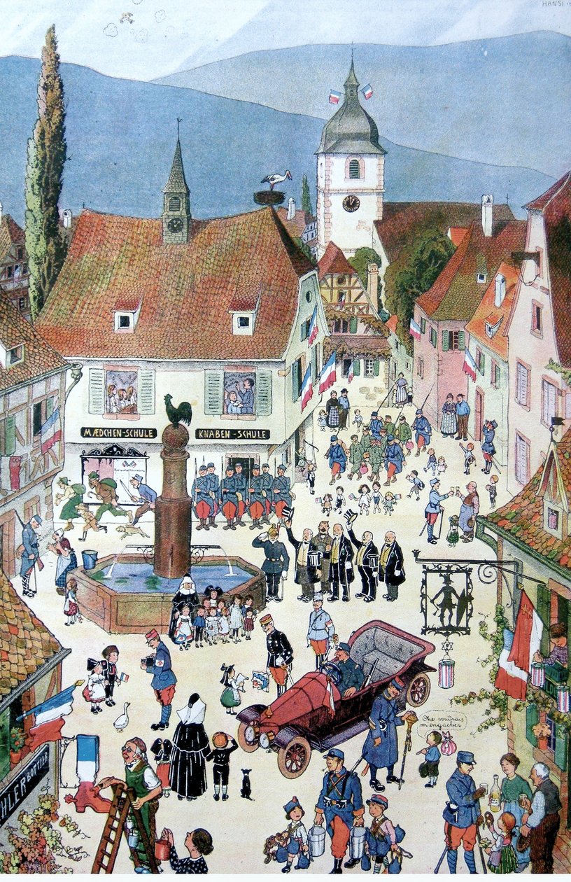 Franskmændene leverer Alsace (farve litho) af Jean Jacques Waltz