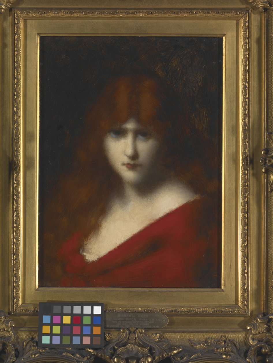 Kvindehoved (olie på træ) af Jean Jacques Henner