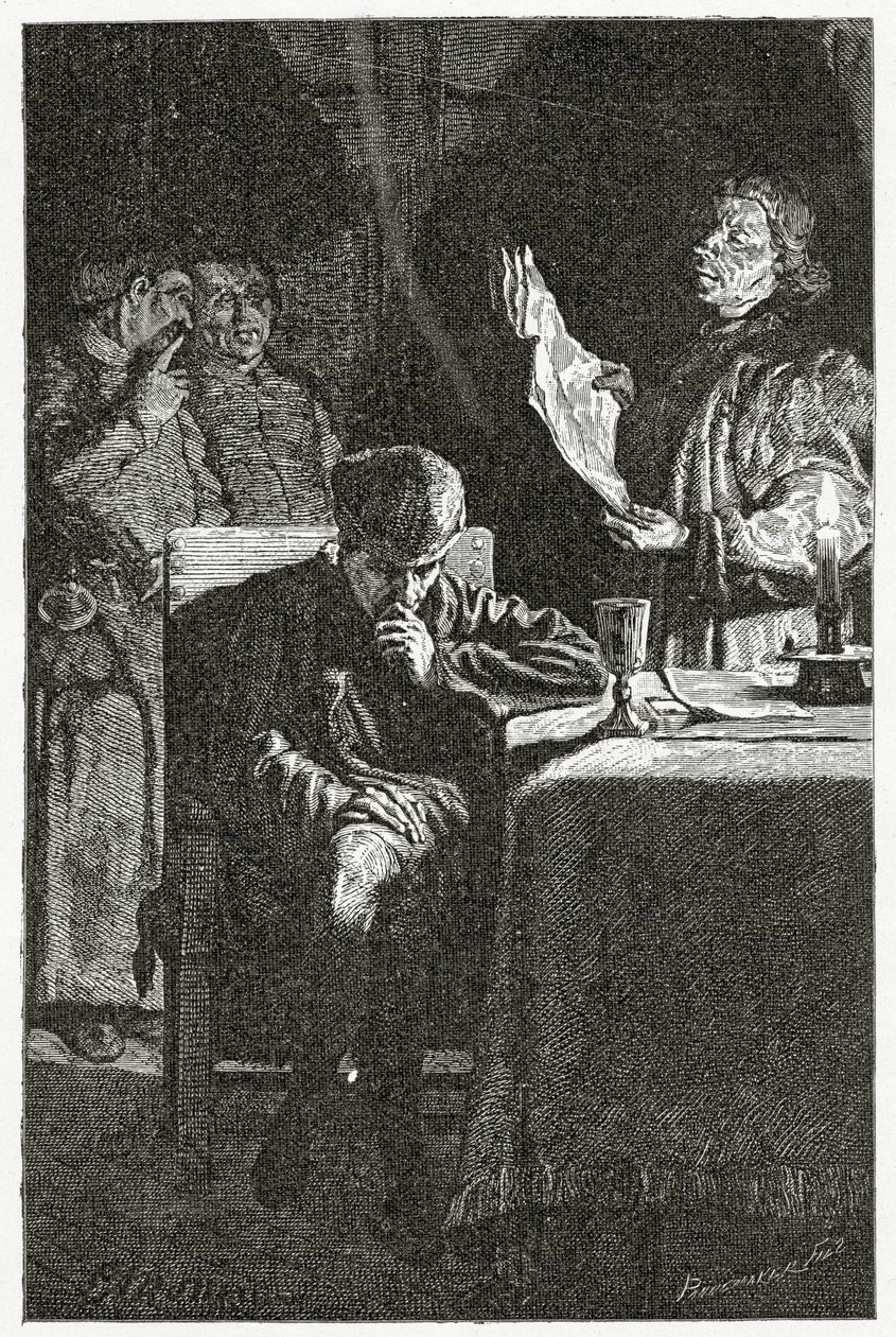 illustration af Ludvig XI ved Bastillen, 19. århundrede (sort/hvid-stik) af Jean Louis Ernest Meissonier