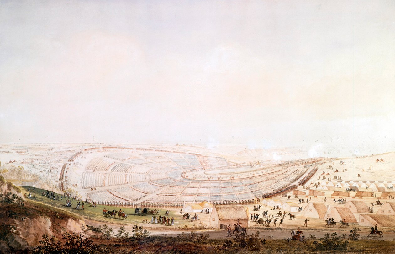 Udsigt over hæren i Boulogne-sur-Mer-lejren af Jean Rodolphe Gautier